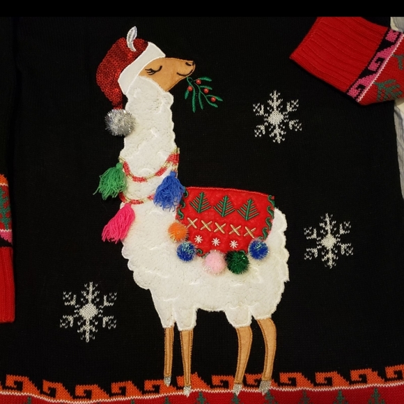 Vintage Large Ugly Lama Christmas Sweater Dress by 33 Degrees - Picture 4 of 11